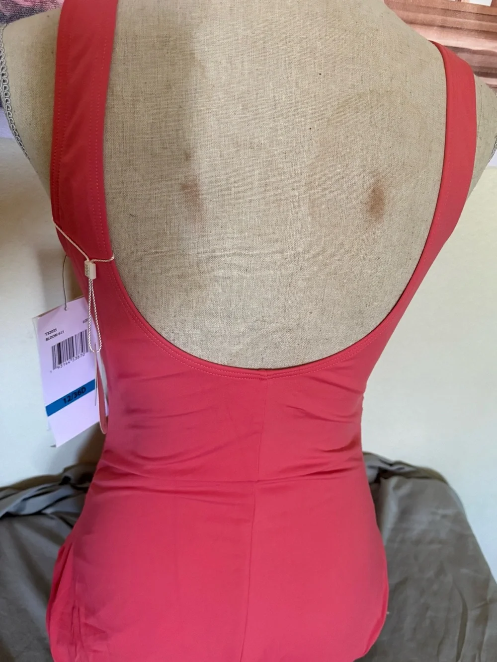 Ruched V-Neck Coral Bathing Suit - Picture 2 of 5